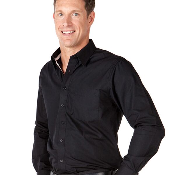 JB's CONTRAST SHIRT L/SLEEVE BLK/WHT - S Thumbnail